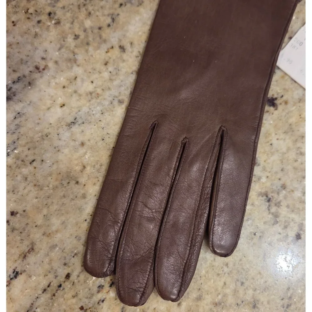 New! Vintage Women's Size S 6.5 Brown Soft Leather Lined Gloves Italy